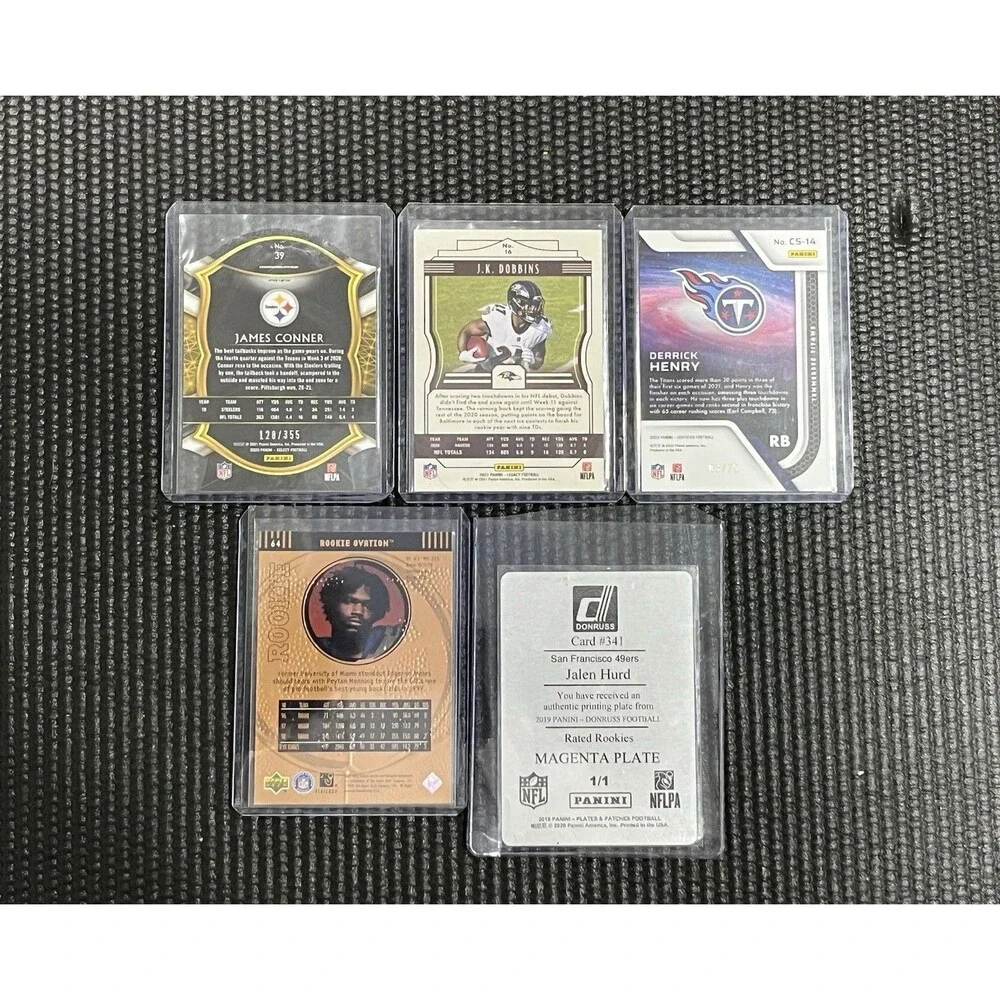 NFL Football Card Lot 5pc - 1/1 PRINTING PLATE - Numbered /10 /355 J.K. Dobbins